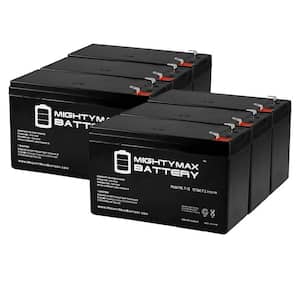 12 Volt 7ah Rechargeable Battery with F1 (.187) Terminals - 6 Pack"