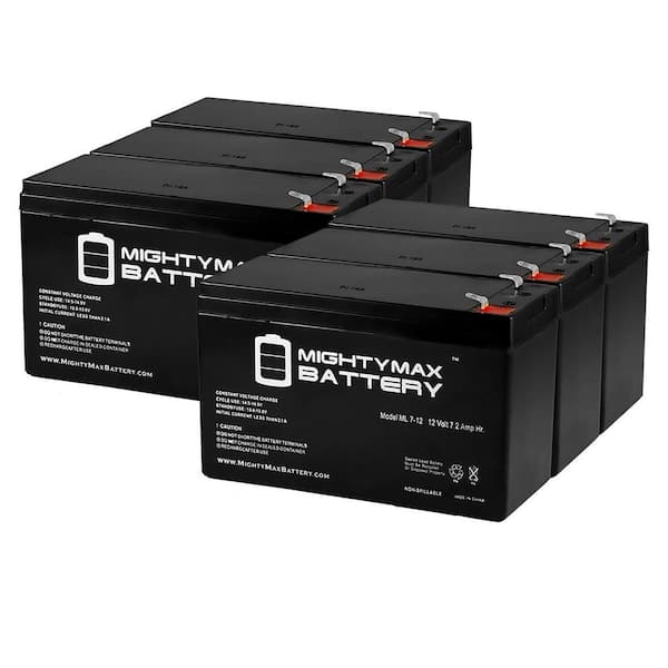 MIGHTY MAX BATTERY 12 Volt 7ah Rechargeable Battery with F1 (.187) Terminals - 6 Pack"