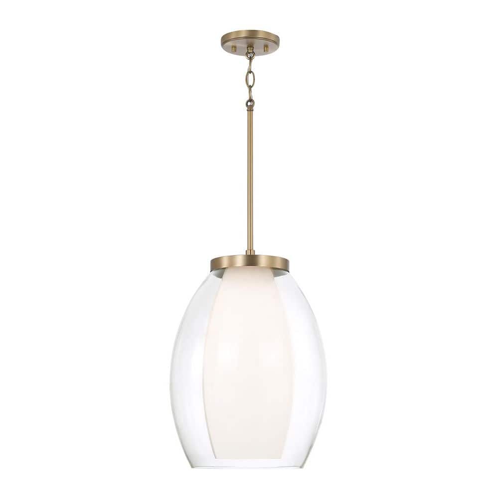 Joss 100-Watt 1-Light Aged Brass Layered White Pendant Light with Clear Glass and No Bulbs Included price history on PriceWatchPro