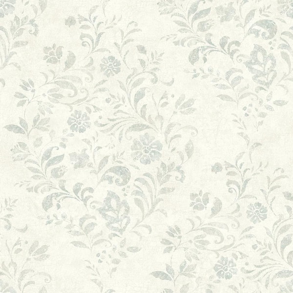Chesapeake Isidore Aqua Scroll Pre-Pasted Paper Wallpaper Roll