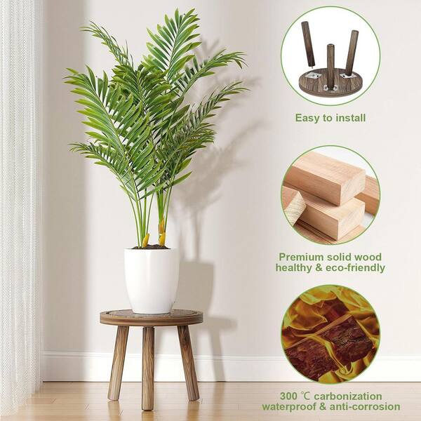 OGETFUUR 3-Pack (11in. W x 11 in. H) Wood Plant Stands Indoor, Single Plant  Stand, Mid-Century Modern Plant Stool MQ1D-5Y2 - The Home Depot