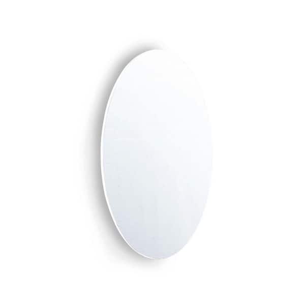 Unbranded 14.8 in. W x 25 in. H Oval Frameless Beveled Wall Mounted Bathroom Vanity Mirror Makeup Mirror in White