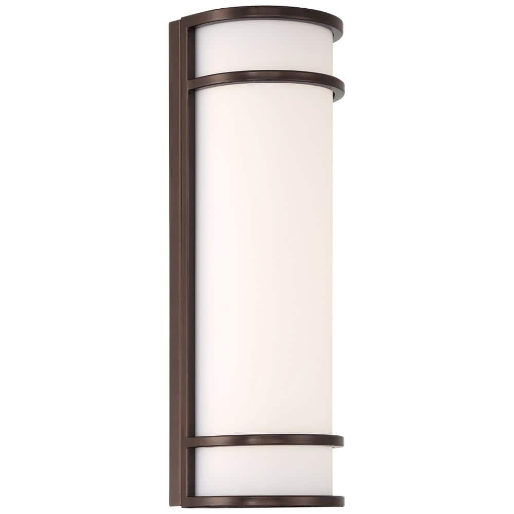 Cove Bronze Outdoor Hardwired Wall Cylinder Sconce with Integrated Bulb Inc