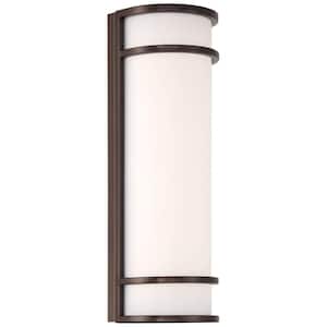 Cove Bronze Outdoor Hardwired Wall Cylinder Sconce with Integrated Bulb Included