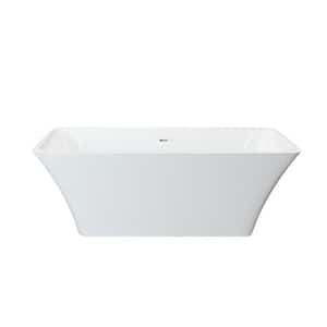 63 in. Contemporary Design Acrylic Soaking SPA Flatbottom Freestanding Non-Whirlpool Bathtub in White