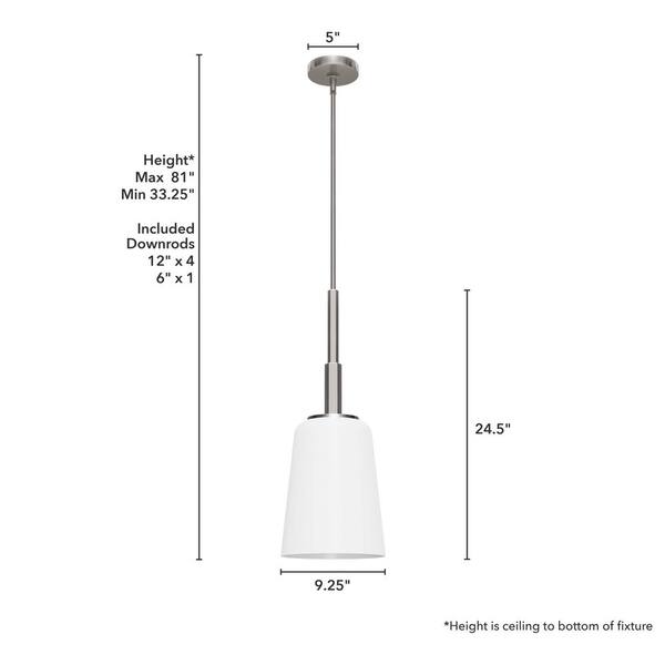 Hunter - Nolita 1-Light Brushed Nickel Island Pendant Light with Cased White Glass Shade