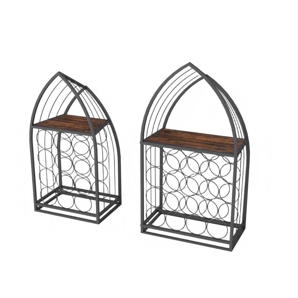 Sea Shell Wine Rack Wudkey 2-Piece 16-Bottle Black Sailboat Shaped Wine Cabinet Rack ...