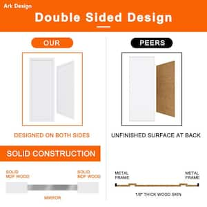 144 in. x 80 in. Solid Core 1-Lite Mirror White Primed MDF Interior Closet Sliding Door with Hardware