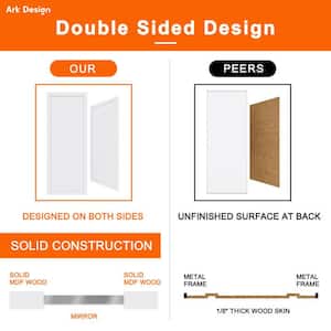 144 in. x 80 in. Solid Core Mirror White Primed Composite MDF Sliding Door with Hardware Kit