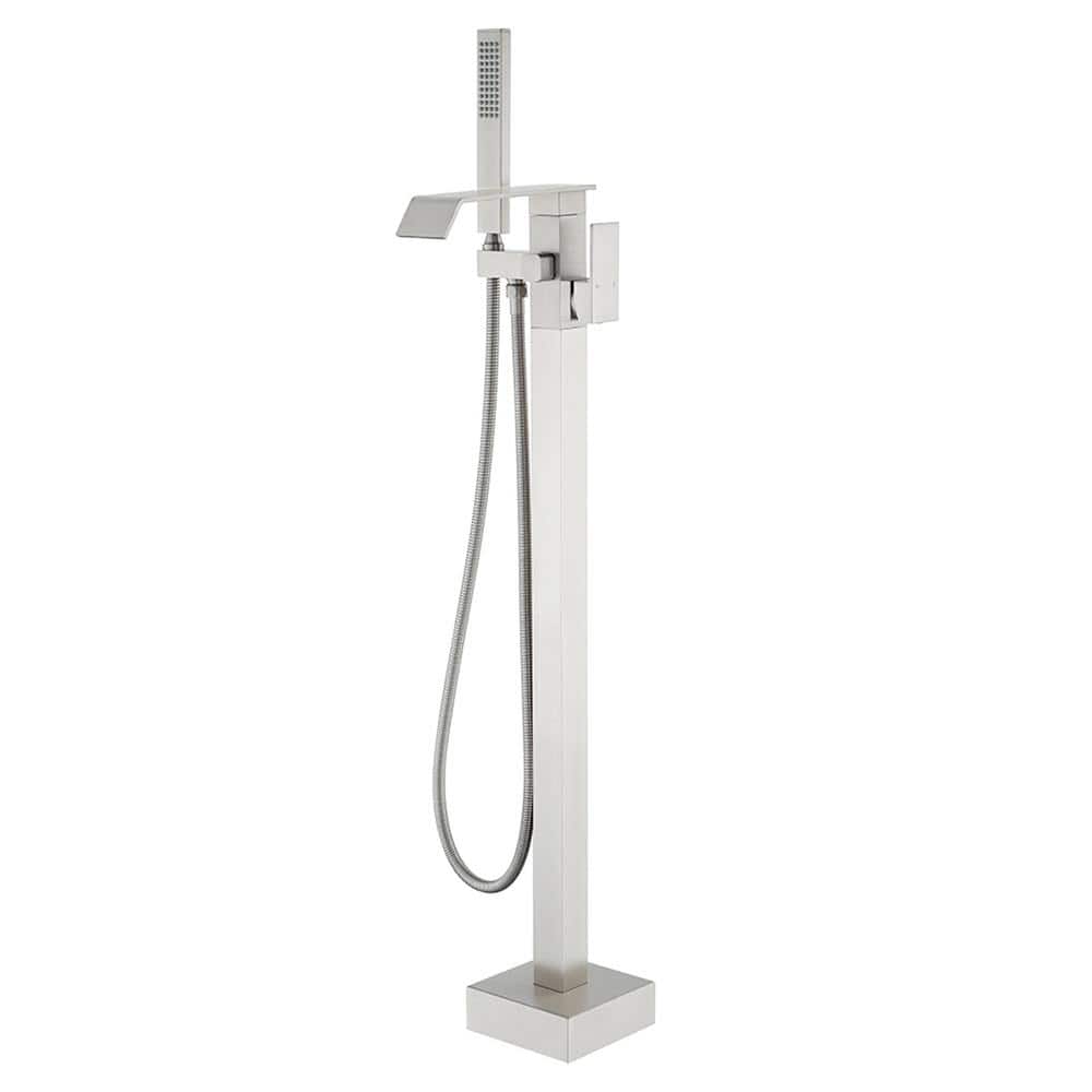 Single-Handle Claw Foot Freestanding Tub Faucet with Hand Shower in Brushed