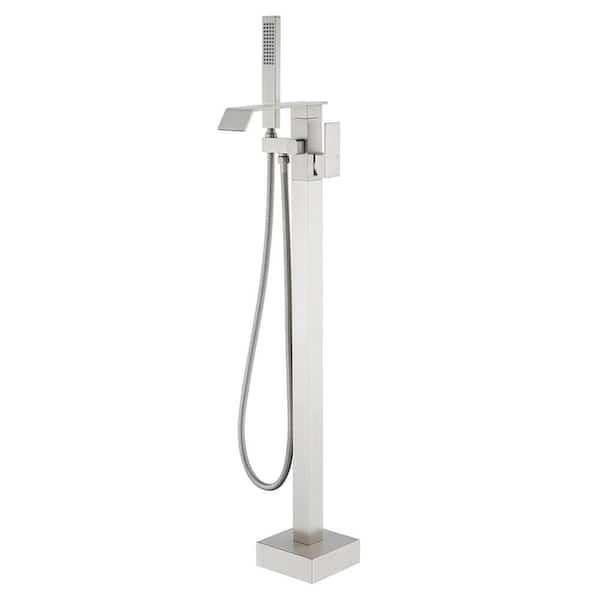 Unbranded Single-Handle Claw Foot Freestanding Tub Faucet with Hand Shower in Brushed Nickel