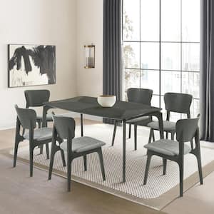 Kalia 7-Piece Rectangle Wood Top Gray Dining Set