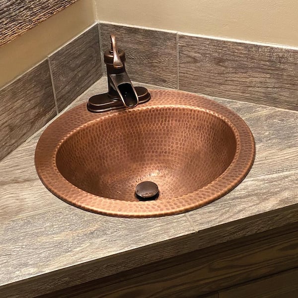 SINKOLOGY Bell 18 Gauge 19 in. Copper Drop-In Bath Sink in Antique Copper