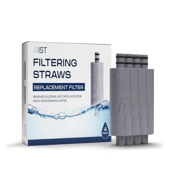 Mist Replacement Water Filter for Filtering Reusable Straws, Gray 4-Pack