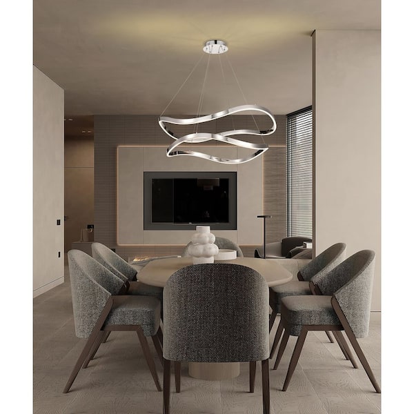 Sylas 64-Watt 1-Light Polished Nickel Contemporary Integrated LED Pendant Light with White Silicone Lens