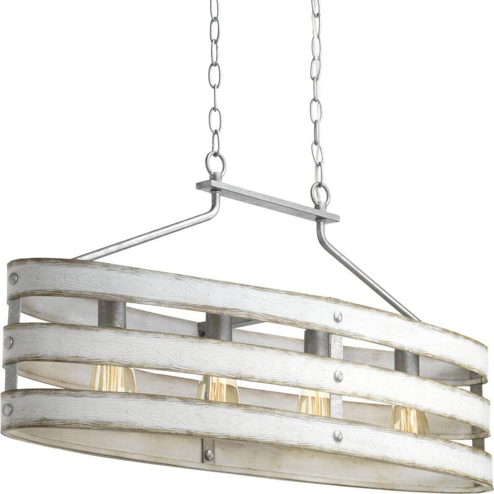 Gulliver Dual-Toned Galvanized and Antique White Linear Chandelier