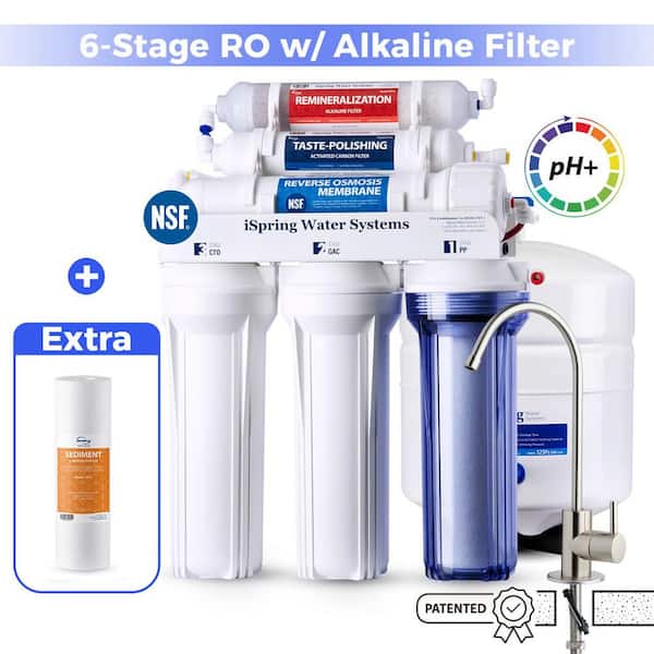 6-Stage NSF-Certified Reverse Osmosis Drinking Water Filtration System, AK Filter, Includes an Extra Sediment Filter