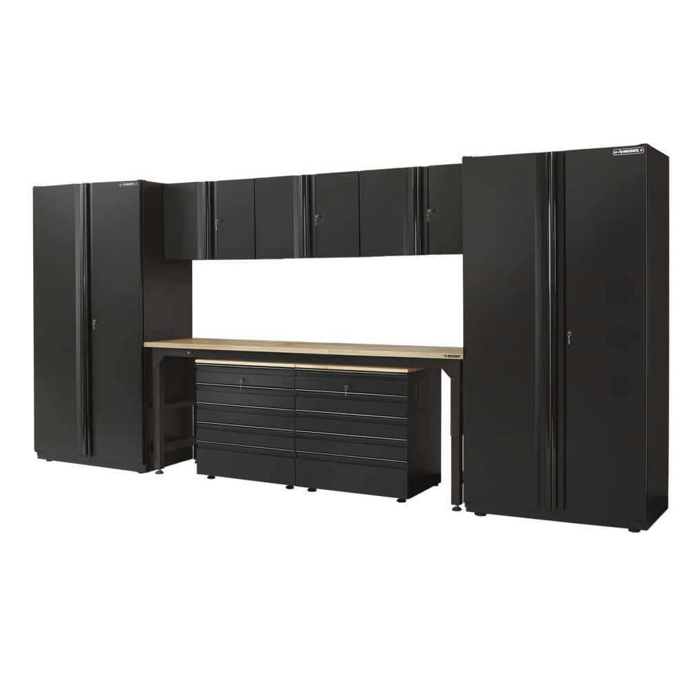 8-Piece Extra Wide Heavy Duty Welded Steel Garage Storage System in Black (