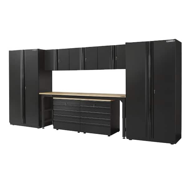 Husky 8-Piece Extra Wide Heavy Duty Welded Steel Garage Storage System in Black (180in. W x 82 in. H x 24 in. D)