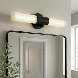 Hampton Bay PENROSE 24 in. SMART Matte Black Perforated LED Vanity