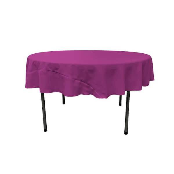 LA Linen 72 in. Round Magenta Polyester Poplin Tablecloth