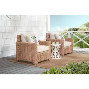 Laguna Point Natural Tan Wicker Outdoor Patio Stationary Lounge Chair with CushionGuard Almond Tan Cushions (2-Pack)