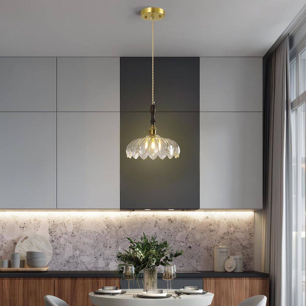 Home Lighting 60-Watt 1-Light 10.03 in. Modern Clear Glass Pendant Light with Gold Finish for Bedrooms and Dining Rooms price history on PriceWatchPro