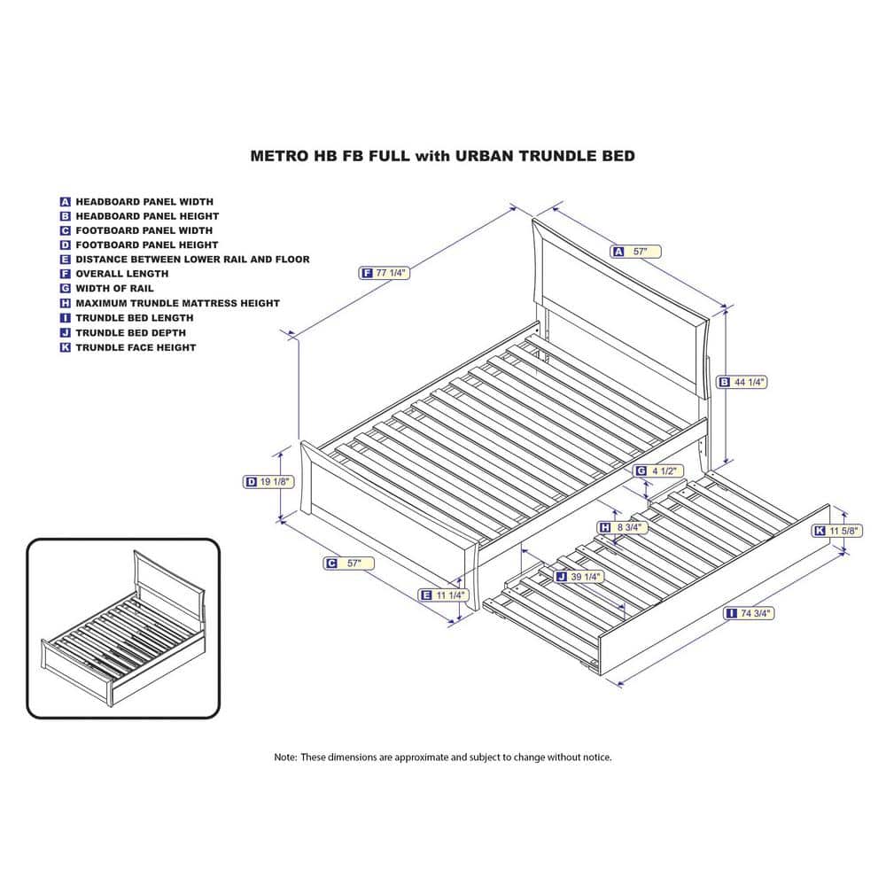 Espresso Full Wood Platform Bed with Trundle and Headboard