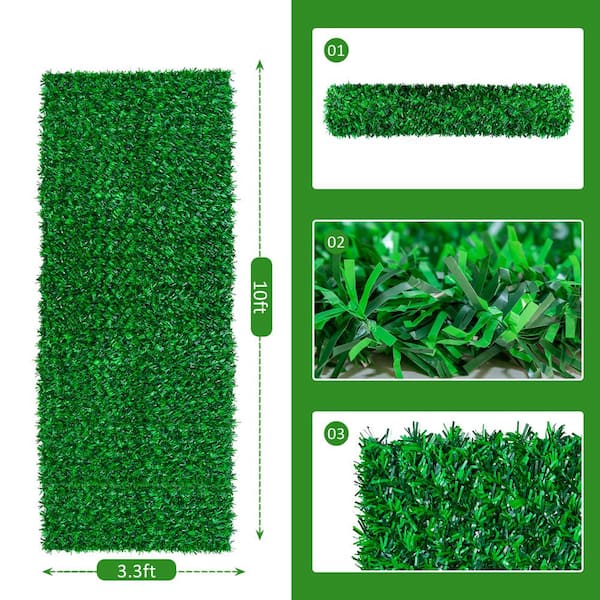 120 in. x 40 in. Green Artificial Grass Hedge Panel Outdoor Garden