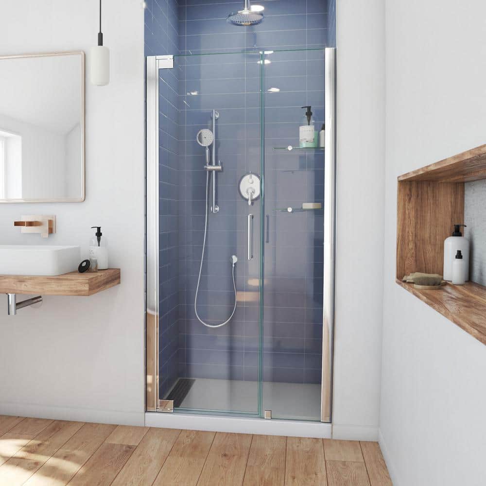 Elegance Plus 39-3/4 - 40-1/2 in. W x 72 in. H Frameless Pivot Shower Door in Chrome price history on PriceWatchPro
