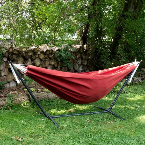 Vivere 9ft Sunbrella Crimson Hammock with Stand