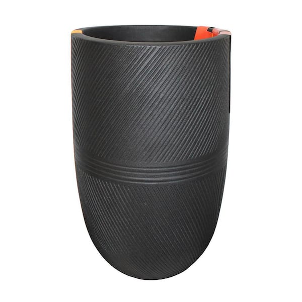 FLORIDIS Argos 13.8 in. x 22.44 in. Black Polyethylene Resin Planter