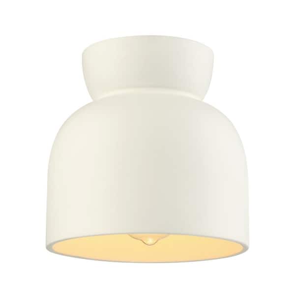 Novogratz x Globe Electric Ines 8 in. 1-Light Matte Off-White Flush Mount Ceiling Light with Ceramic Effect Shade