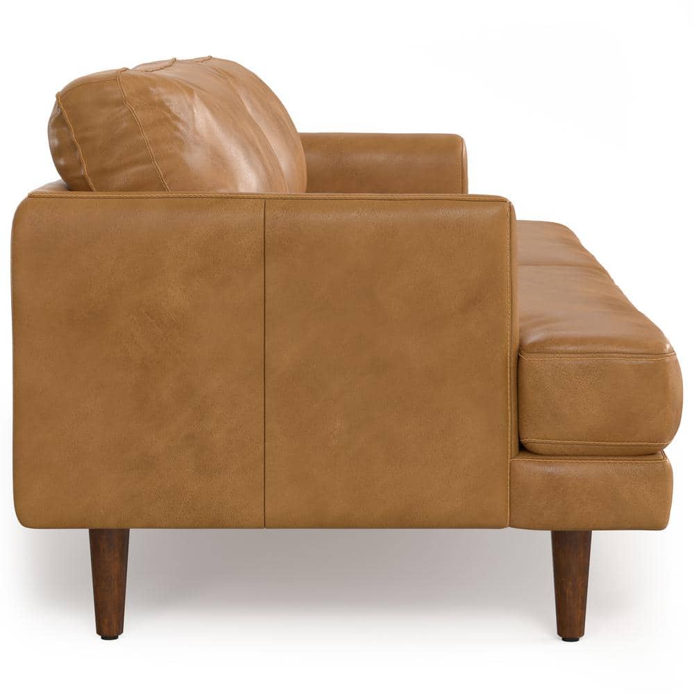 Livingston Sienna Leather 90-Inch Mid-Century Modern Sofa