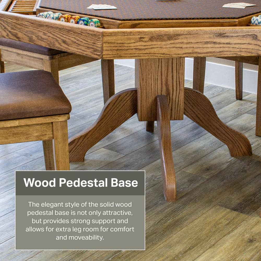 54'' Mocha Oak 8-Player Poker Table with Chip Trays