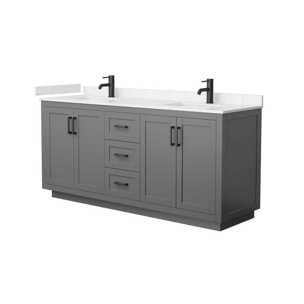 Miranda 72" Dark Gray Freestanding Double Vanity with Carrara Marble Top
