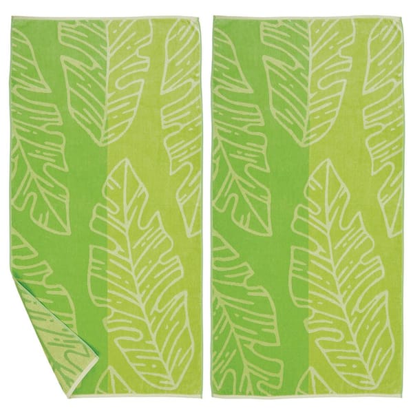 FRESHFOLDS Green 100% Cotton 2 Pack Premium Luxury Soft Beach Towel