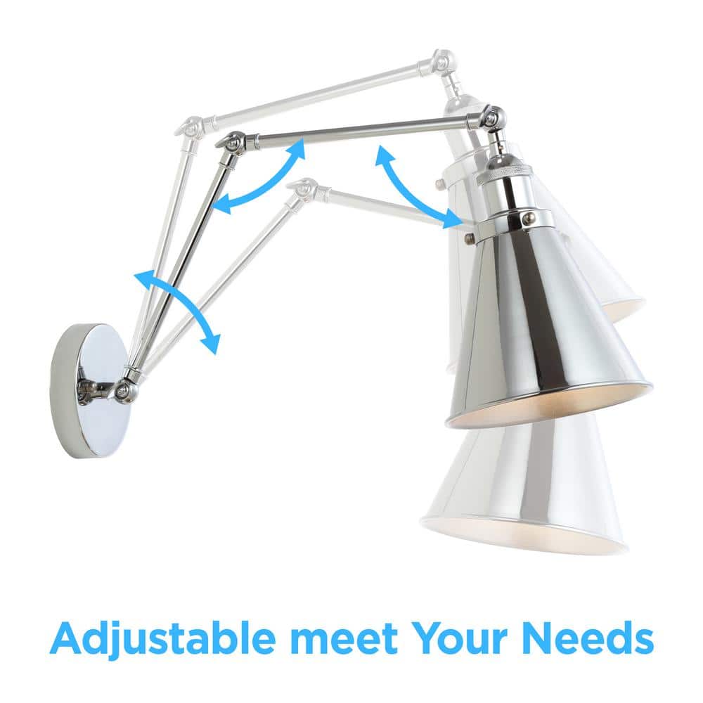 Rover Adjustable Chrome LED Swing Arm Wall Sconce Set of 2