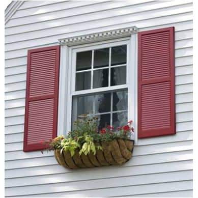Unfinished Pine 15" x 55" Louvered Wood Exterior Shutters