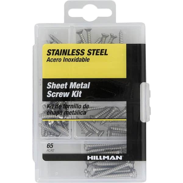 Stainless Steel Sheet Metal Screw Assorted Kit (65-Pack)