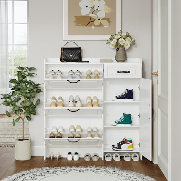CSC DECOR INC 49 in. H x 47 in. W White 4 Doors Shoe Storage