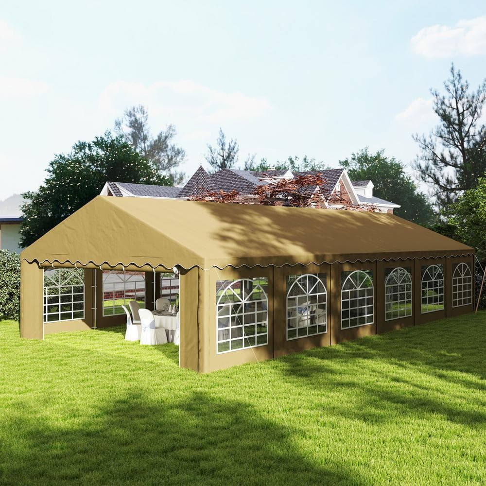 Brown Galvanized Steel 20' x 40' Heavy Duty Party Tent with Removable Sidewalls