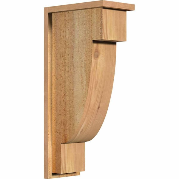 Ekena Millwork 8 in. x 14 in. x 30 in. Western Red Cedar Del Alpine Rough Sawn Corbel with Backplate