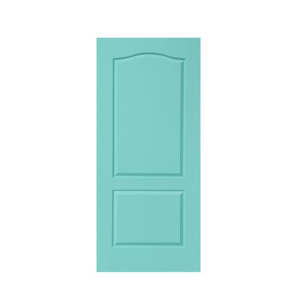 CALHOME 36 in. x 80 in. Mint Green Stained Composite MDF Hollow Core 2 Panel Arch Top Interior Door Slab For Pocket Door