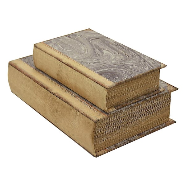 THREE HANDS 7.25 in. x 2.75 in. Book Boxes in Brown (Set of 2)