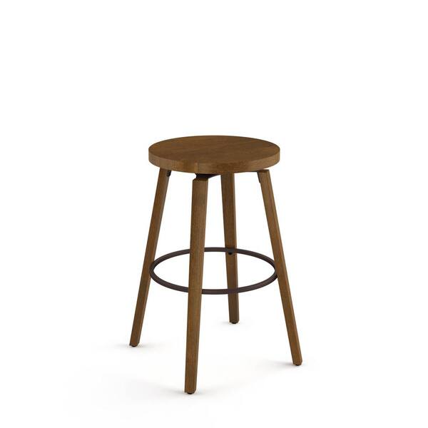 Amisco Ravi 30 In Caramel Brown Wood, Best Wood For Bar Stools