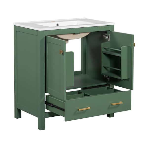 COWLOWN 30 in. D x 18 in. W x 34 in. H Bathroom Green Linen Cabinet