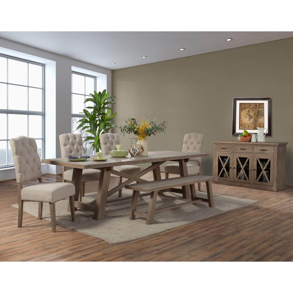 Weathered Natural Acacia Extendable Dining Table, Seats Eight