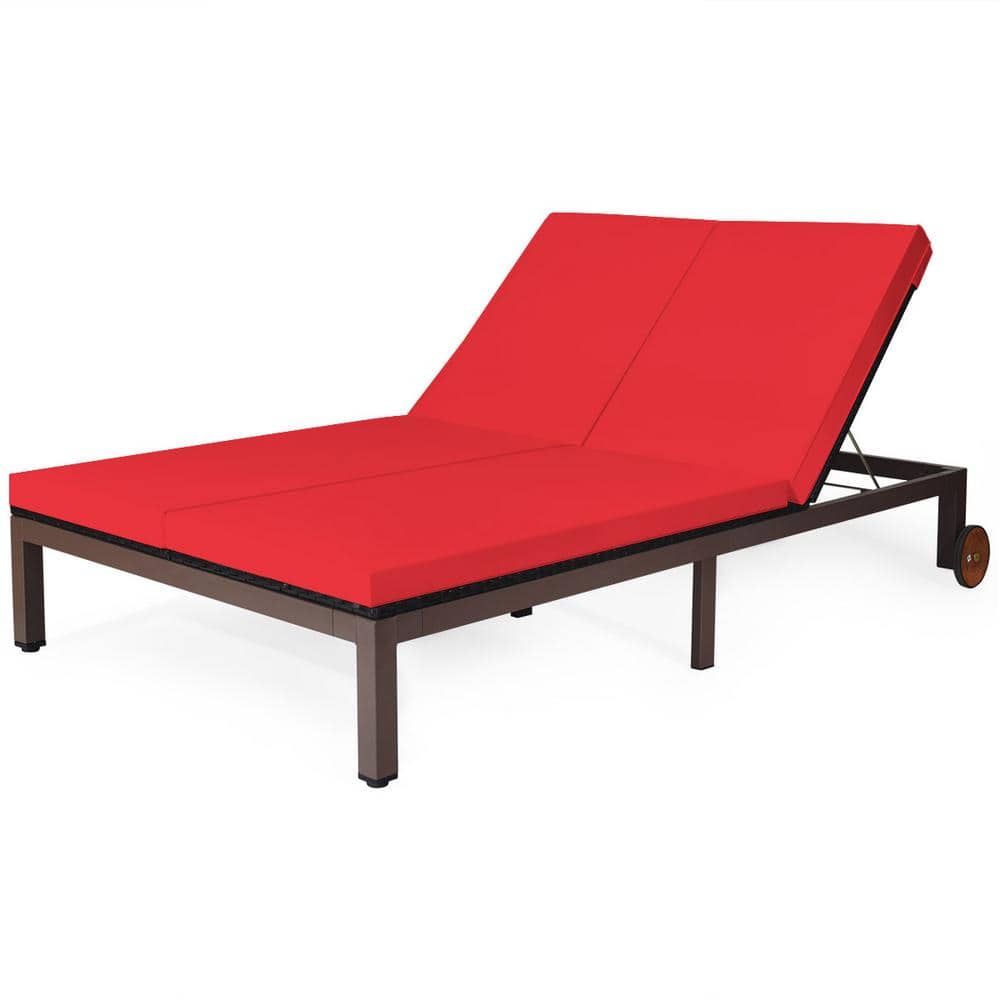 HONEY JOY 2Person Wicker Outdoor Day Bed Rattan Recliner Chair Chaise