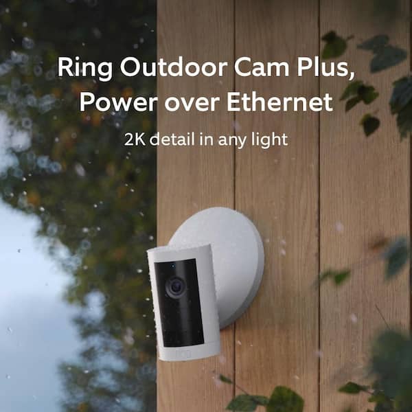 Outdoor Cam Plus Hardwired PoE with Wide-Angle 2K Video, full-color night Vision Smart Security Camera, White